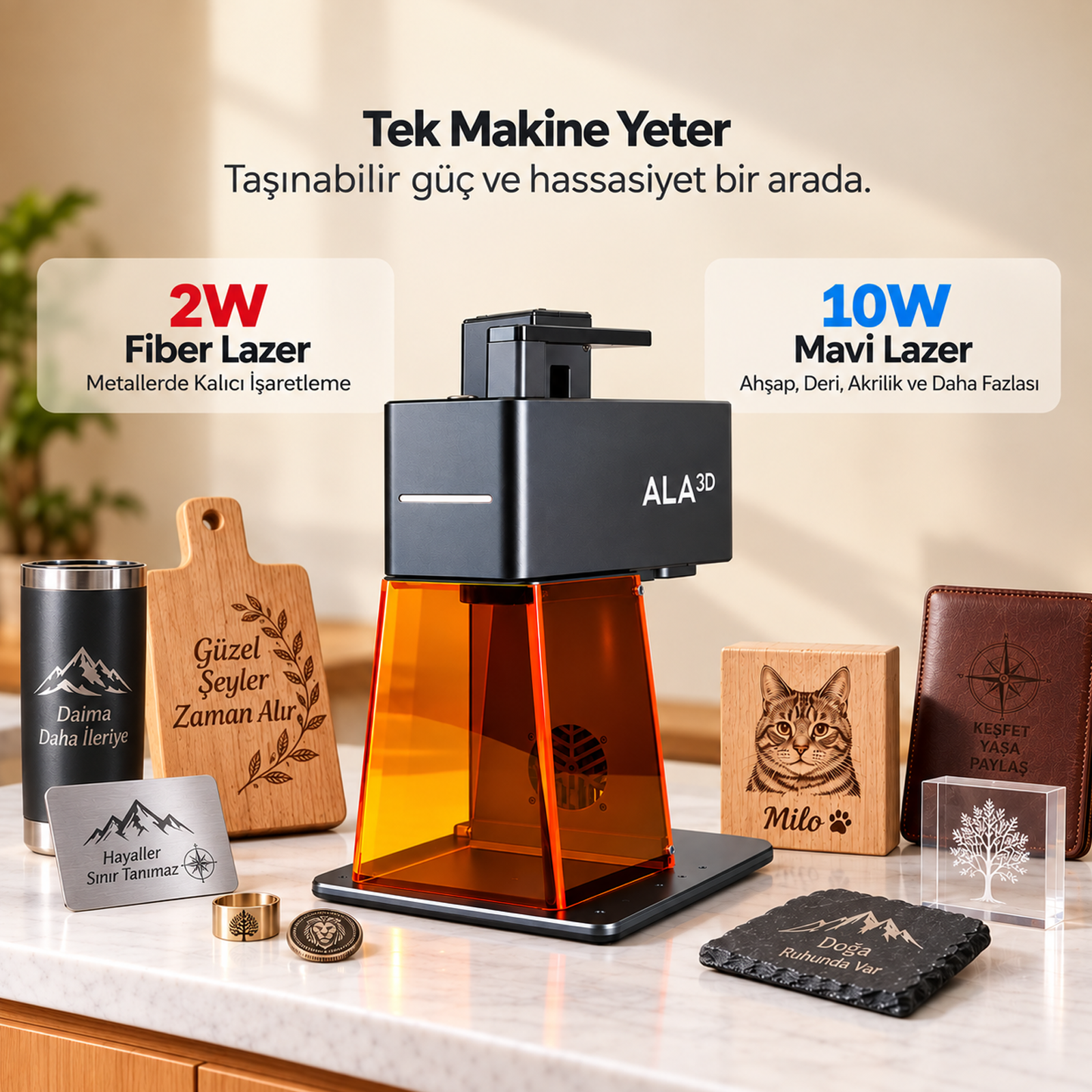 LaserGO Portable çift lazer ve örnek malzeme uygulamaları