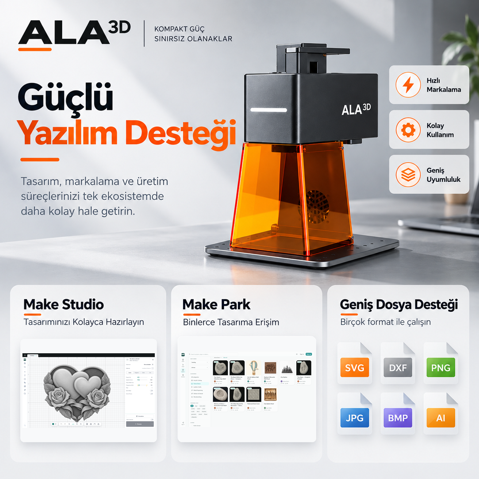 LaserGO Portable ile Make Studio ve Make Park çalışma akışı